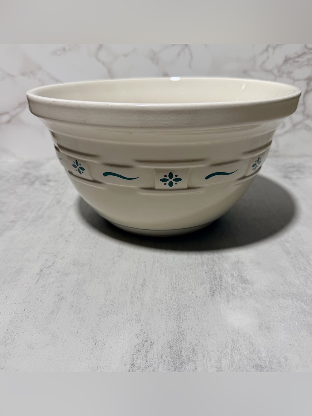 Longaberger Woven Traditions White Ceramic Mixing Bowl